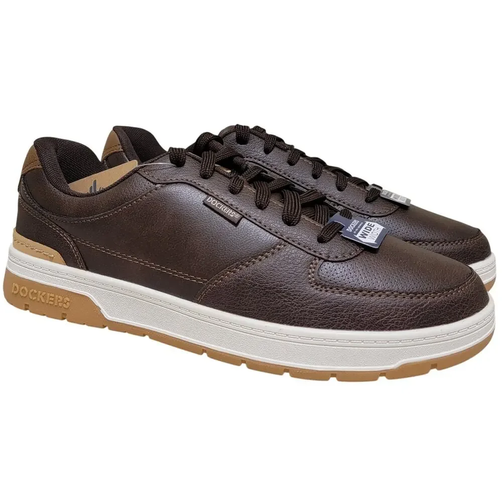 Dockers Men Frederick Low Top Fashion Sneakers Size US 9W Brown Faux Leather